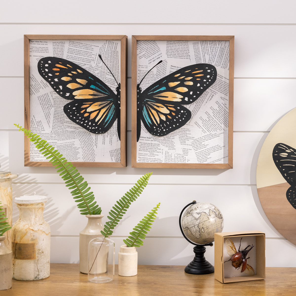 Chalk Couture. Two Etched Butterflies Home Decor Chalk Couture
