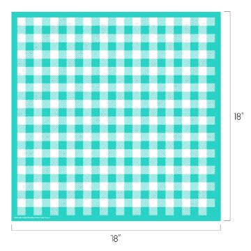 Show details for Buffalo Plaid Mini A square piece of patterned fabric with a blue and white checkered design measuring 18 inches by 18 inches. The checks form a grid of alternating blue and white squares. This product is called "transfer" from the brand Chalk Couture.