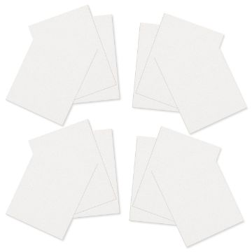 Show details for Reusable White Tiles (12 Pieces) Four stacks of blank white paper, with each stack containing three sheets, are arranged in a circular pattern on a plain white background. The arrangement forms a balanced and symmetrical composition.