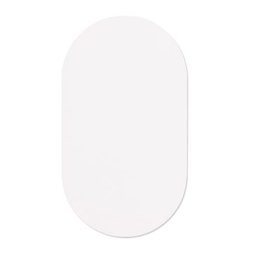 Show details for Small Oval Reusable Shape (4½" x 8") A plain, oval-shaped white wooden surface with smooth edges. The sticker appears centered on a white background with no additional features or text.