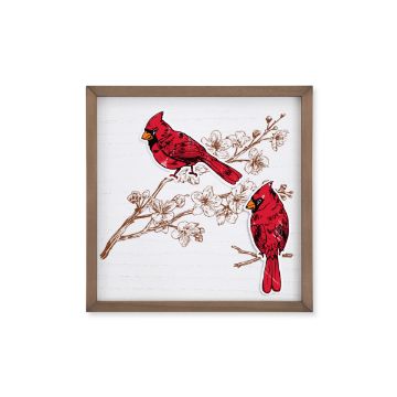 Show details for Candy Apple Paste Single Chalk Couture paste depicting two red cardinals perched on brown branches with white blossoms against a white background.