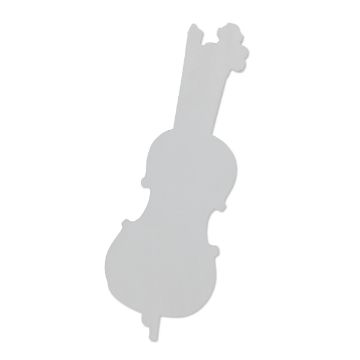 Show details for Violin Chalkable Shapes (1 Piece) A white silhouette of a violin with a blank, featureless appearance. The shape includes the violin's body, neck, and scroll, but lacks any details or markings.