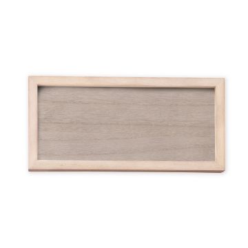 Show details for Outside The Box Frame (5" x 12") A rectangular wooden sign with a light brown frame and a slightly darker brown center. The surface is smooth, and the wood grain is visible. The sign is empty, with no text or images on it.