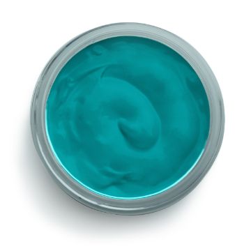 Show details for Tide Ink A top view of an open container filled with smooth, teal-colored ink. The product has a glossy texture and is housed in a round, transparent jar from Chalk Couture.