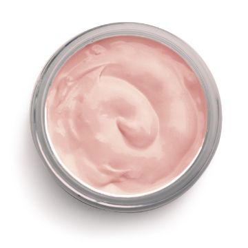Show details for Peachy Keen Paste A close-up view of an open Chalk Couture jar filled with pink paste. The paste appears smooth and thick, swirled in a circular pattern inside the glass container.