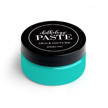 Show details for Couture Teal Paste A round container with a black lid and a teal body. The label on the lid reads "paste CHALK COUTURE WASHABLE PASTE.