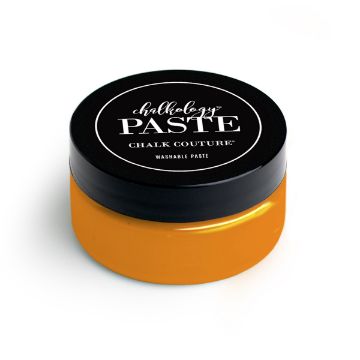 Show details for Orange Peel Paste A small, round container with a black lid and label, labeled "paste, Chalk Couture." The container is filled with bright yellow paste.