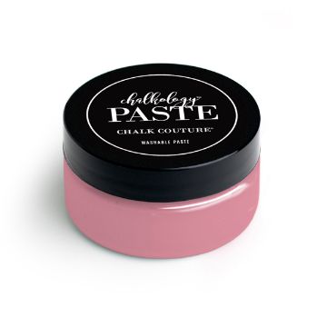 Show details for Peony Paste A round container of paste by Chalk Couture with a black lid featuring white text. The lower part of the container is pink, indicating the color of the paste. The label states it is washable paste.