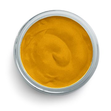 Show details for Shimmer Harvest Paste A top-view image of a bowl filled with smooth, golden-yellow Chalk Couture paste. The paste's surface appears creamy with gentle swirls, contained within a circular, shallow glass container.