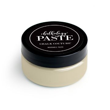 Show details for Dune Paste A small jar of Chalk Couture paste with a black lid. The lid features a label that reads "Chalkology Paste Chalk Couture Washable Paste" in white text. The jar contains a creamy, light-colored paste.