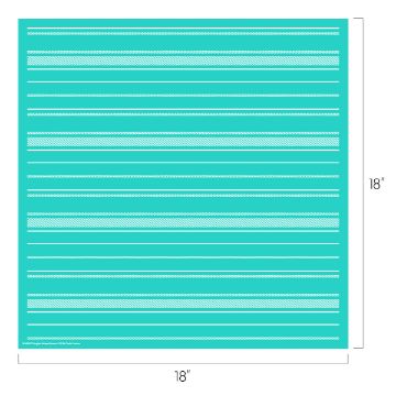 Show details for Angled Stripes Pattern A turquoise sheet with 11 evenly spaced horizontal white lines and white measurements on the edges. The sheet measures 18 inches by 18 inches.