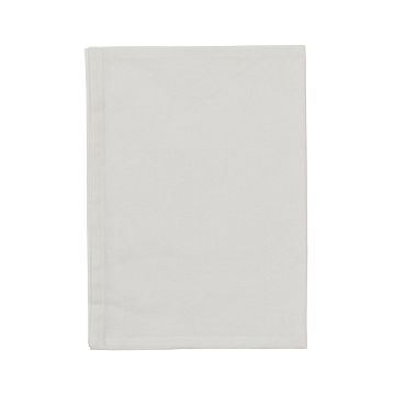 Show details for Tea Towel A neatly folded, plain white tea towel is shown against a white background. The tea towel's edges are visible, revealing a simple, clean design with stitching along the borders.