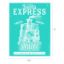 Show details for Santa Express A turquoise poster with a white illustration of a vintage steam locomotive. Text at the top reads "Santa Express." Below the train, it says "Train Depot" and at the bottom, "All Aboard to the North Pole." The poster dimensions are 11" tall by 8.5" wide.