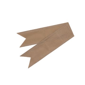 Show details for Shapeable Banner (6¼" x 47”) A light brown, elongated fabric with both ends cut into symmetrical points. The material appears soft and is folded to show its length from a diagonal perspective. The shape and color suggest it could be used as a decorative banner or trim.