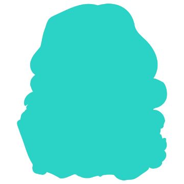 Show details for Digital Download - Santa Claus A bright teal silhouette of a complex shape is displayed against a white background. The shape has an irregular outline with varying curves and edges, resembling an abstract or amorphous form.