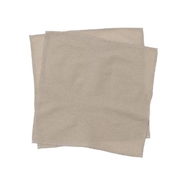 Show details for Natural Napkin (2-Pack, Tan, 18" x 18") A neatly folded beige fabric napkin, possibly made of linen or cotton, against a white background.