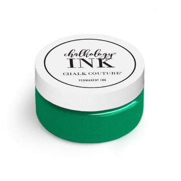 Show details for Scout Ink (En Vogue) A small round container of Chalkology Ink by Chalk Couture, with a white lid and green body. The label on the lid reads "Permanent Ink.