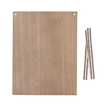 Show details for Hanging Sign (8½" x 11") A rectangular, light brown wooden board with two small holes on the top corners is placed next to three striped straws on a white background.