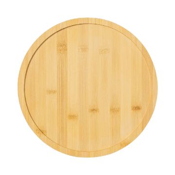 Show details for Round Bamboo Board (11¼" x 11¼") A round, light-colored bamboo cutting board with a smooth texture and subtle wood grain pattern.