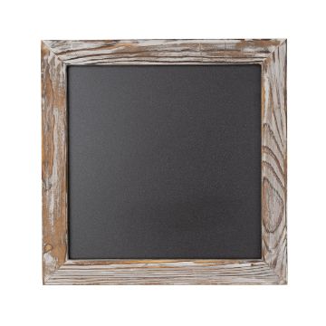 Show details for Schoolhouse Frame (9" x 9") A small, square blackboard with a weathered wooden frame. The wood is light brown with visible grain patterns, giving it a rustic appearance. The blackboard itself is blank and smooth, ready for writing or drawing.