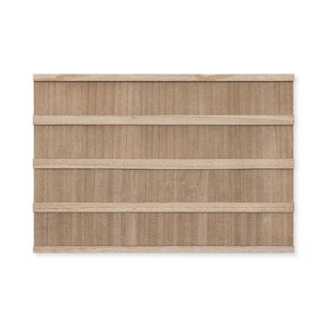 Show details for Letter Board (19" x 13") A rectangular wooden panel with horizontal slats evenly spaced across its surface, featuring a natural light brown wood grain finish.