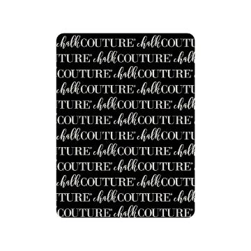 Show details for Ink Mat (9" x 12") A rectangular black background with the phrase “chalk COUTURE” repeatedly printed in alternating white bold and cursive fonts, creating a patterned design.