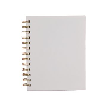 Show details for Spiral Notebook (5½" x 7") A plain, closed spiral-bound notebook with a white cover, photographed against a white background.