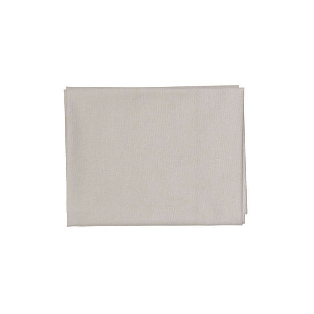 A neatly folded, plain beige or light gray fabric sheet is placed on a white background.