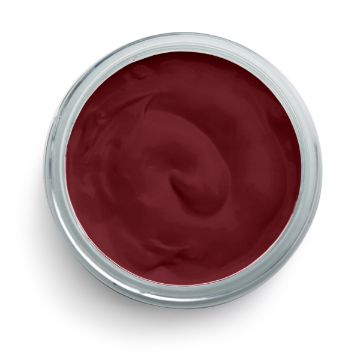 Show details for Cabernet (En Vogue) A top-down view of an open container filled with dark red cream or gel, likely a cosmetic product such as lipstick or facial tint, in a round silver tin against a white background.