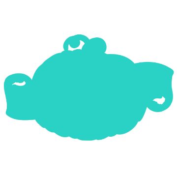 Show details for Digital Download - Thanksgiving Pumpkin A turquoise silhouette of a teapot with a round body, a small lid on top, a spout on the left, and a handle on the right, set against a white background.