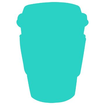 Show details for Digital Download - Pumpkin Spice & Jesus Christ A turquoise silhouette of a takeaway coffee cup with a lid, shown against a white background.