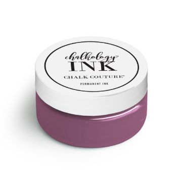 Show details for Berry Ink A small round container with a white lid labeled “Chalkology INK Chalk Couture Permanent Ink,” filled with purple permanent ink.