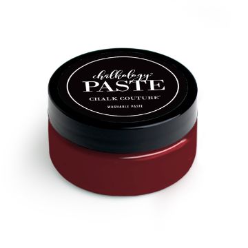 Show details for Cabernet (En Vogue) A round container of Chalkology Paste by Chalk Couture, featuring a black lid with white text and a deep red body. The label reads "Chalkology Paste, Chalk Couture, Washable Paste.