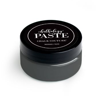 Show details for Ash Paste (En Vogue) A black plastic jar with a black lid labeled "Chalkology Paste, Chalk Couture, Washable Paste" on a white background.