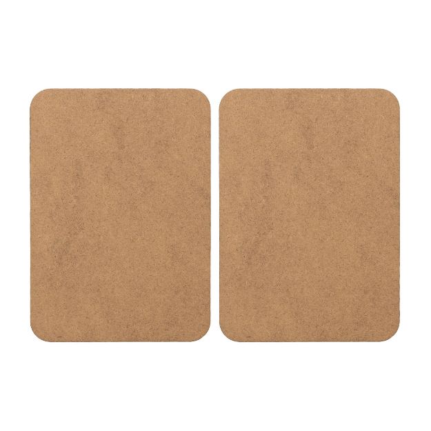 Two rectangular pieces of plain brown cardboard with rounded corners are placed side by side on a white background.