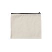 A plain, rectangular beige fabric pouch with a black zipper at the top, displayed against a white background.