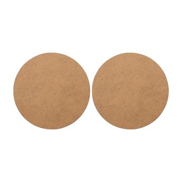 Show details for Simple Circle (2-Pack, 5") Two round, flat, brown cork coasters placed side by side on a white background.