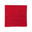 A neatly folded, plain red cloth napkin is shown on a white background.