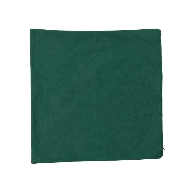 A square piece of dark green fabric, neatly laid flat against a white background.