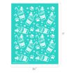 A turquoise stencil sheet featuring repeating patterns of whipped cream dog pup cups, candy canes, dog bones, and paw prints. The sheet measures 8.5 by 11 inches.