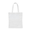 A plain white tote bag with two handles is displayed against a white background. The bag is empty and unadorned.