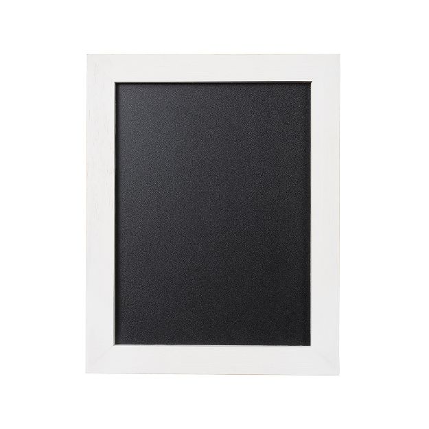 A blank blackboard with a white wooden frame, centered on a plain white background.