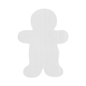 Show details for Festive Friend Chubby A flat, white, wooden cutout in the shape of a simplified gingerbread person, shown against a plain white background.