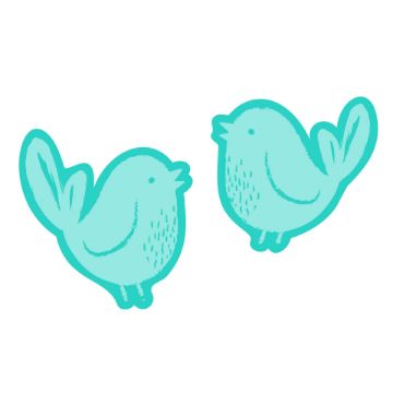 Show details for Birds & Branches Digital Download Two simple, teal-colored cartoon birds facing each other on a white background.