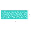 A rectangular stencil, 18 inches wide by 6 inches tall, featuring a pattern of white Christmas trees and stars on a teal background.