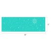 A rectangular teal banner measuring 18 inches by 6 inches, decorated with scattered white stars of various sizes and a large starburst pattern on the right side.
