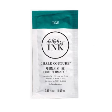 Show details for Tide Ink Single A white and teal packet labeled "Chalkology Ink" by Chalk Couture, featuring the product name "Tide" and stating "Permanent Ink" in English and French. The packet contains 0.19 fl oz (5.62 ml) of ink.