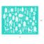 Show details for Wild Things A teal stencil with white illustrations of pine trees, a Bigfoot, a bear, a deer, a fox, a rabbit, a bird, and a squirrel. The stencil measures 11 inches wide by 8.5 inches tall.