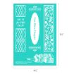 Teal stencil sheet featuring book-themed designs, including "DO IT for THE PLOT," "One More Chapter" in an oval, stacked books, decorative flowers, and geometric patterns. Dimensions: 6½" by 4½".