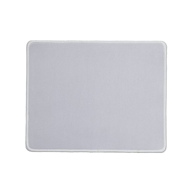 A rectangular, light gray fabric placemat with rounded corners and a stitched border, displayed on a white background.